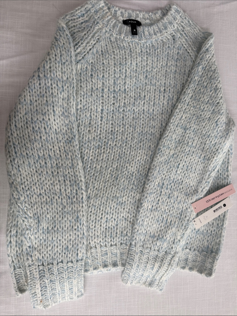 Aqua Pale Blue Marled Scoopneck Sweater
